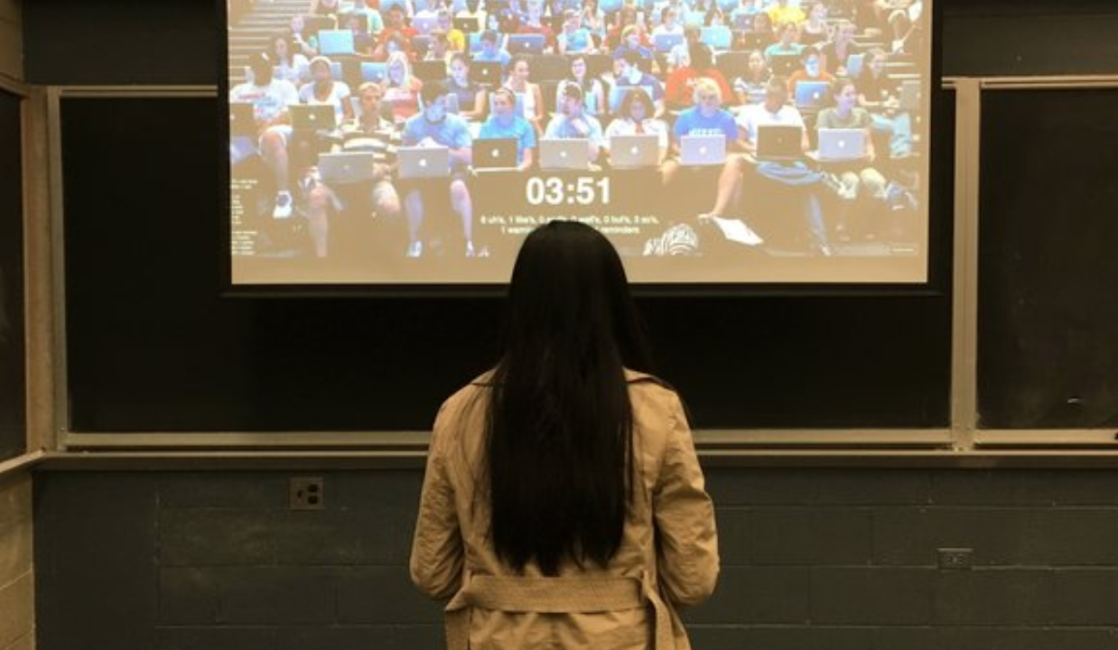 user practicing a presentation